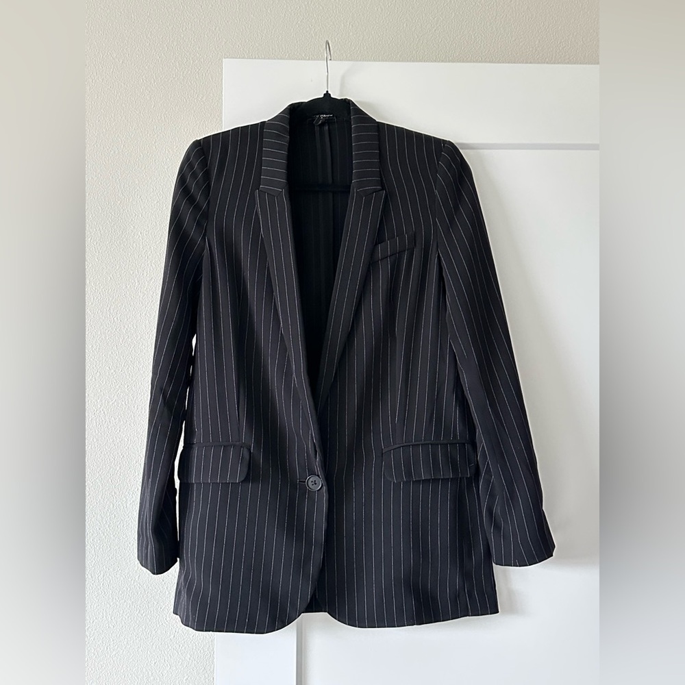 Express Black and White Pinstripe Blazer